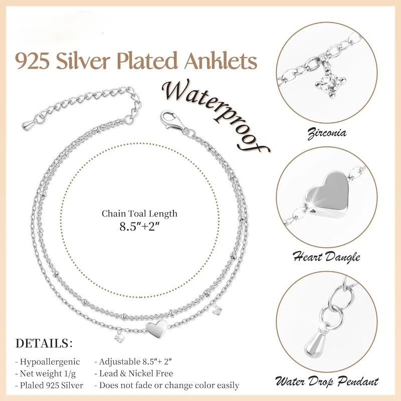 HeartGlow Layered Anklet