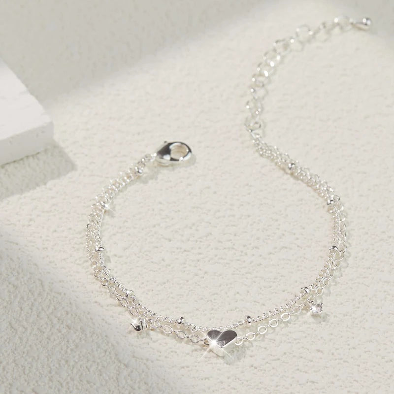 HeartGlow Layered Anklet