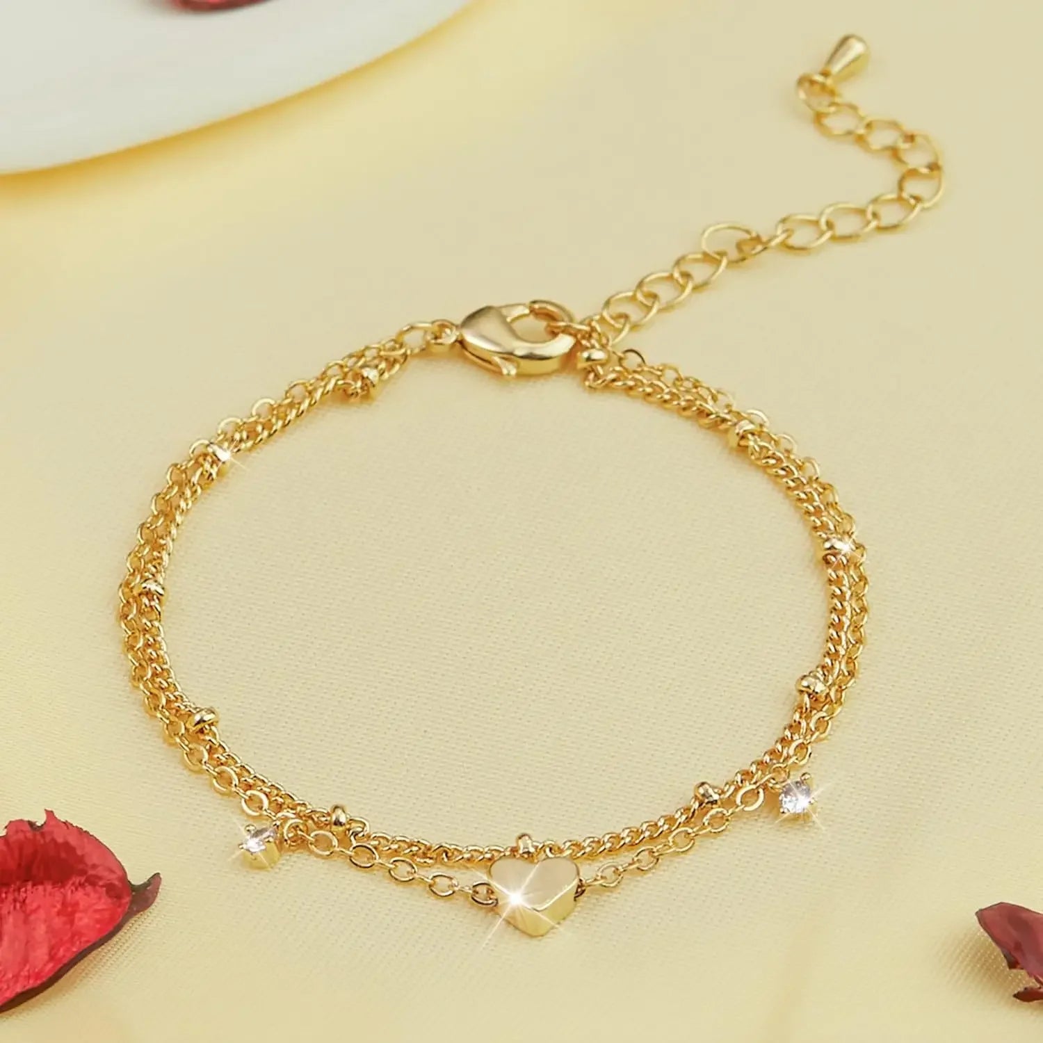 HeartGlow Layered Anklet